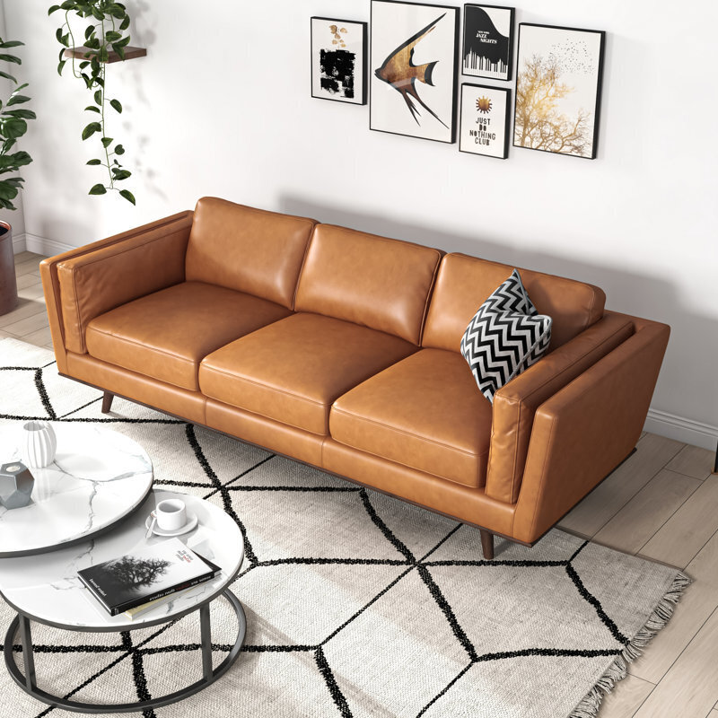 Modern camel leather couch
