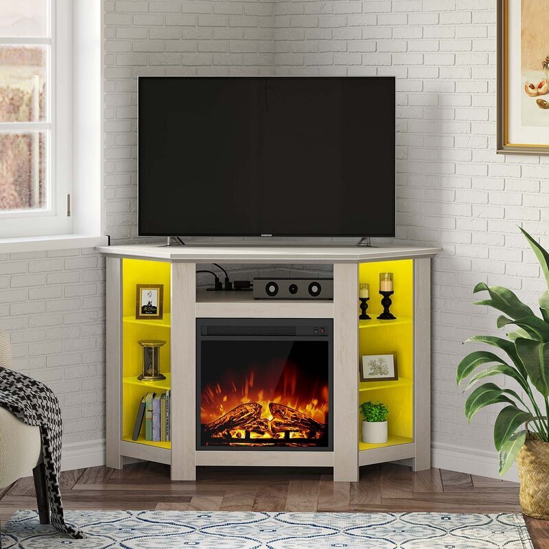Modern Corner TV Unit With Fireplace