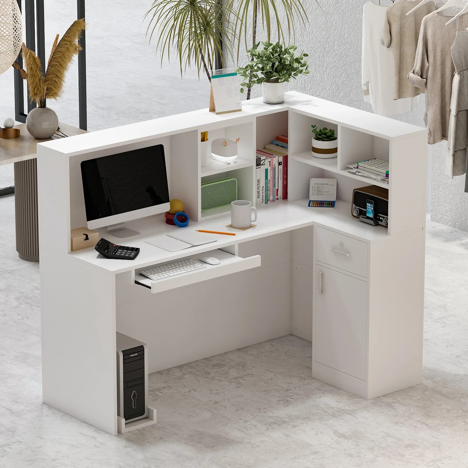 Modern Desk with Lockable Drawer