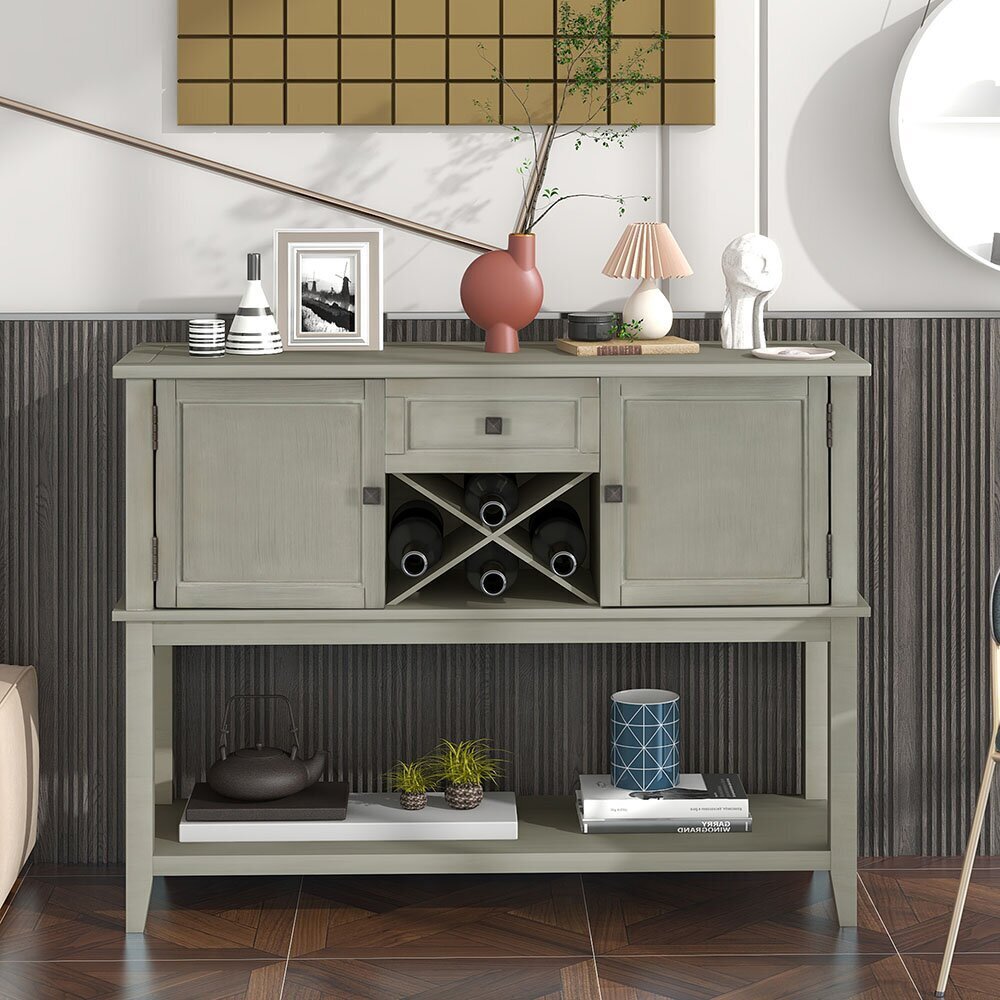 Modern Farmhouse Console Table With Wine Rack