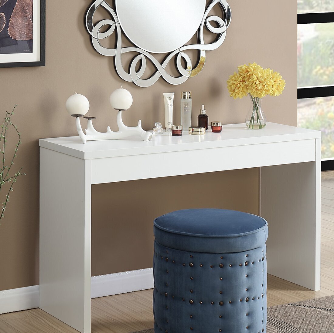 Modern Glossy White Console Table