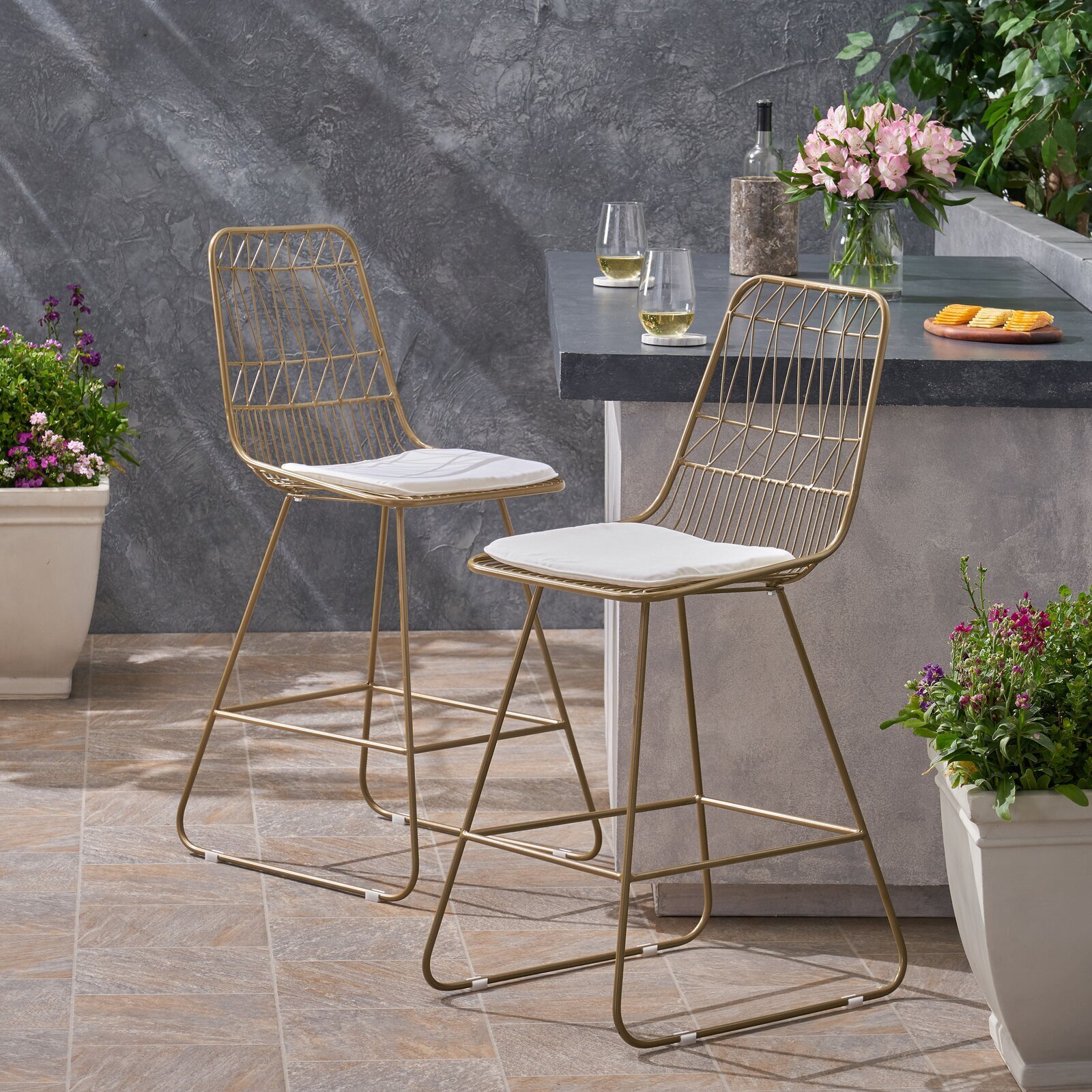 Modern outdoor bar stools with cushion