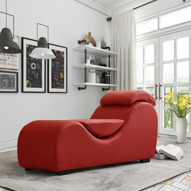 Modern Red Leather Chaise Lounge
