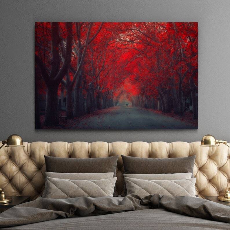 Modern Red Trees Painting