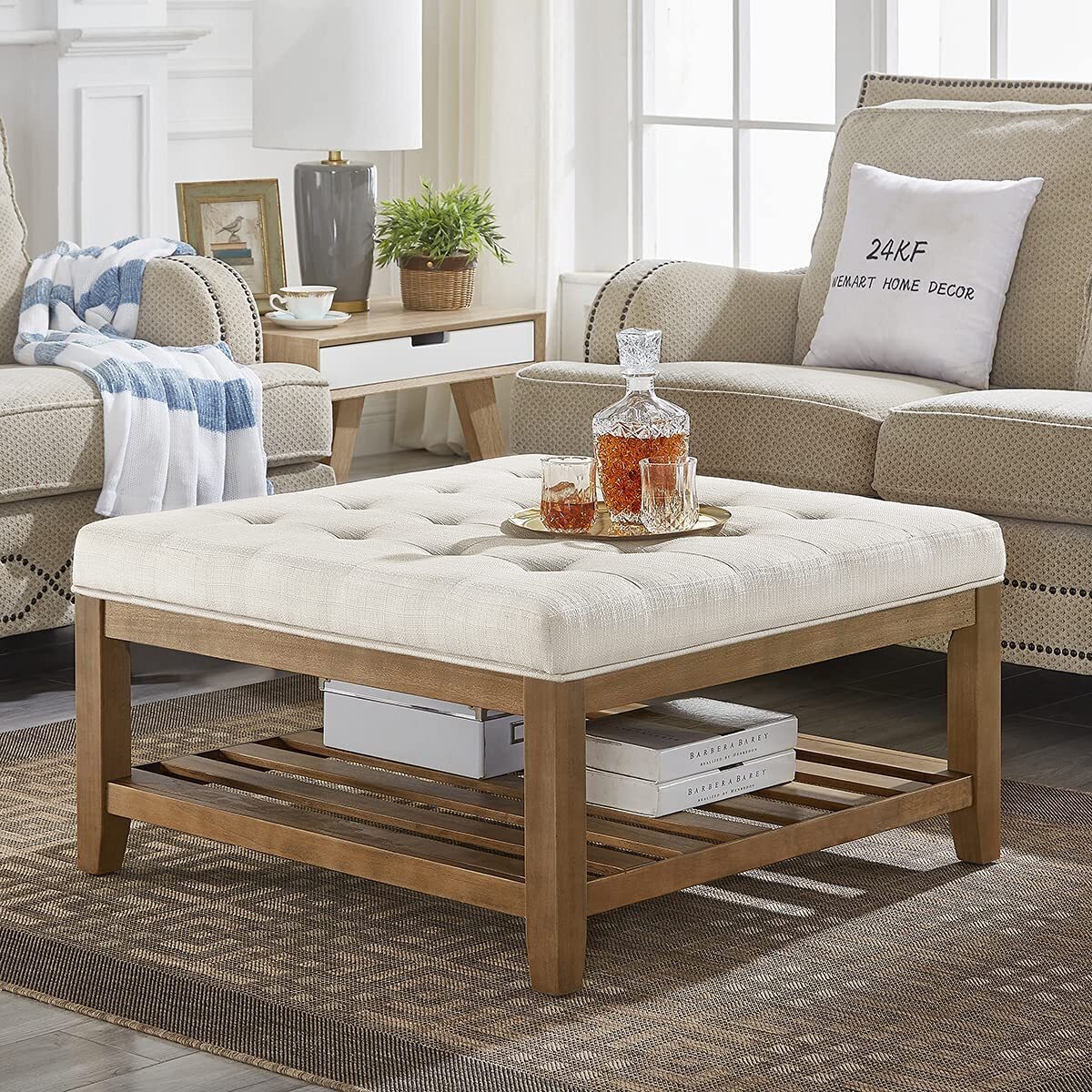 Modern Square Cushion Topped Two Tier Table