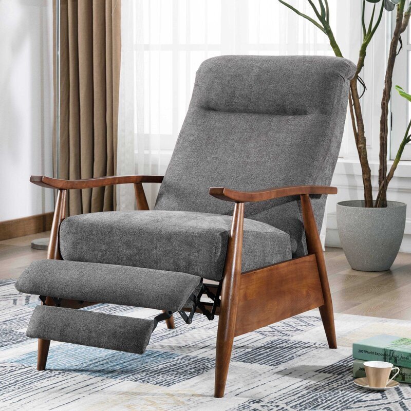 Modern stylish recliner with wooden legs
