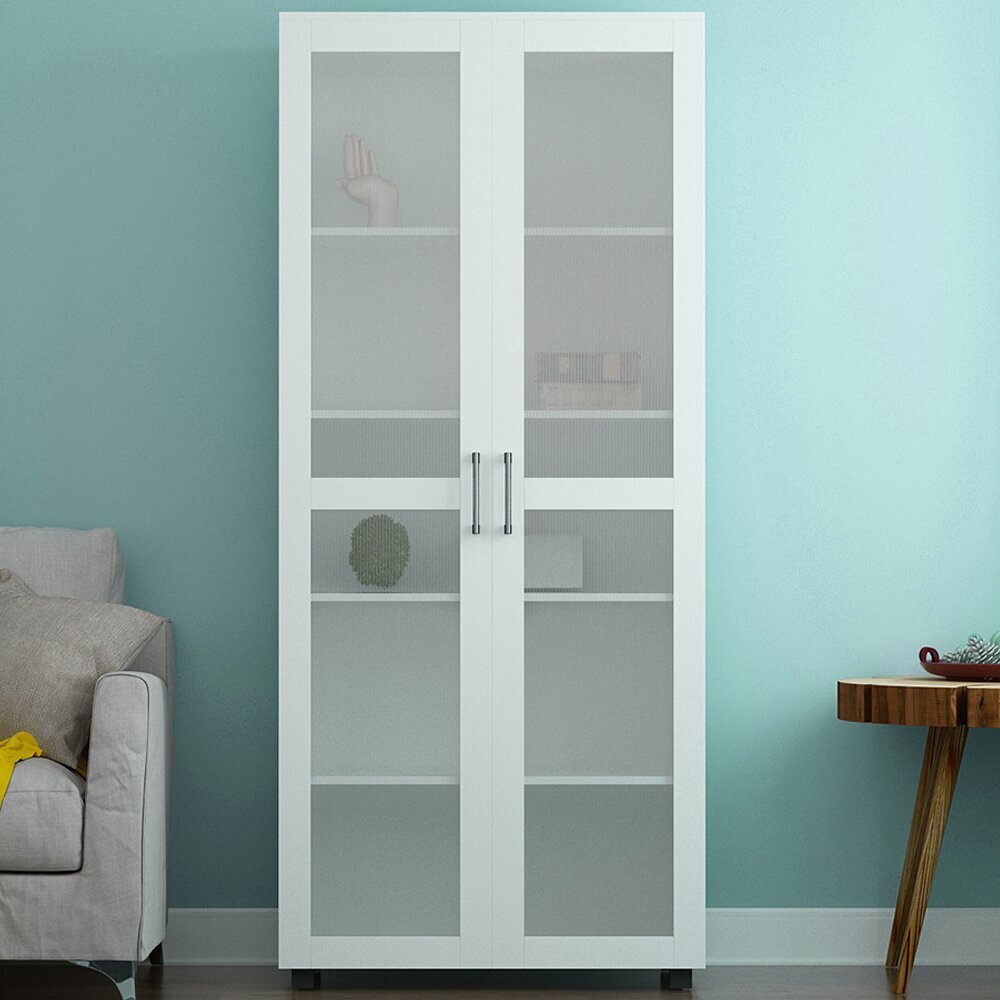 Modern White Bookcase With Doors