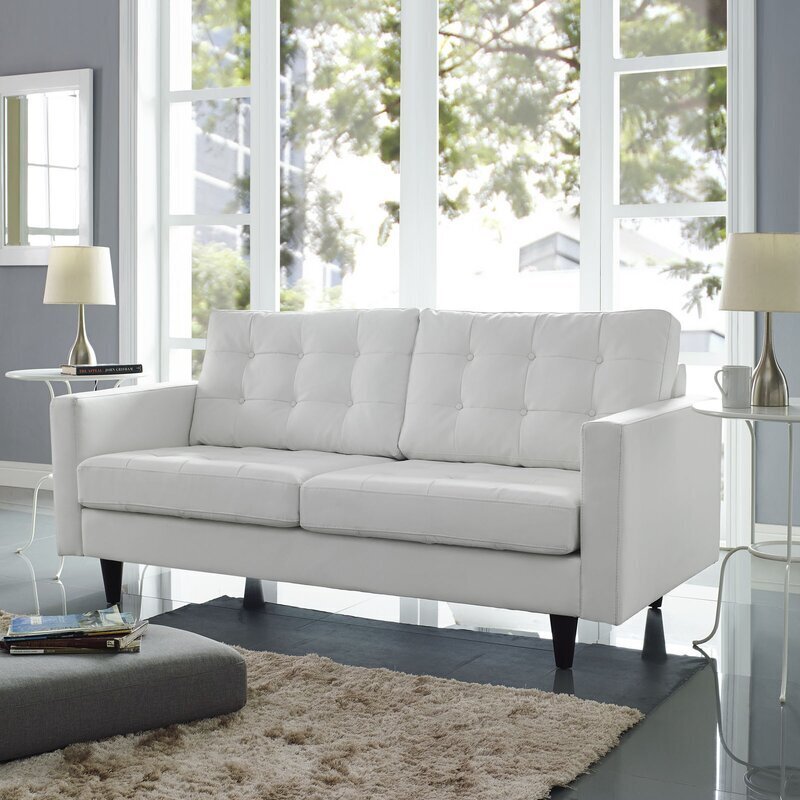 Modern White Leather Couch