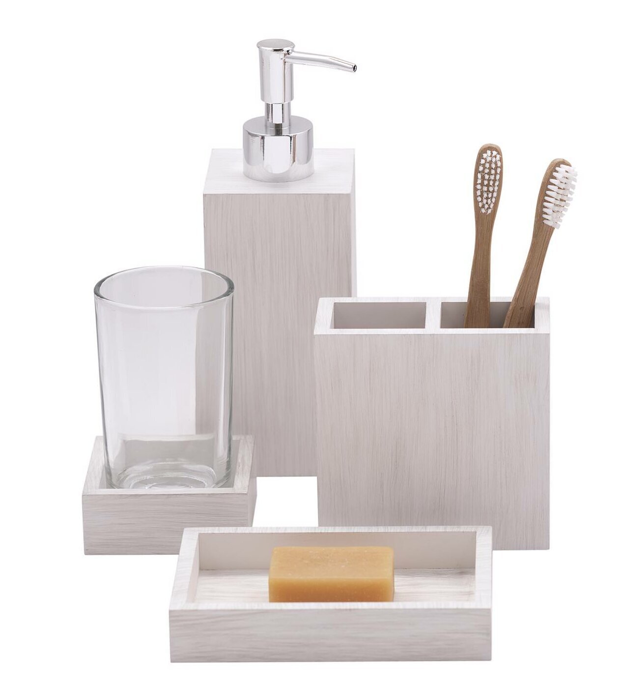 Modern Wooden Bathroom Accessories Set