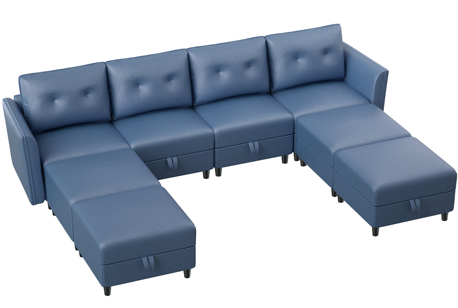 Modular Leather Sectional Sofa With Chaise Lounge