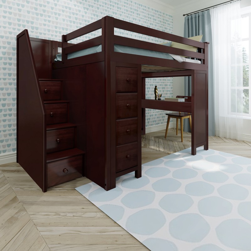 Monserrat Full Solid Wood Loft Bed with Bookcase by Three Posts™ Baby & Kids
