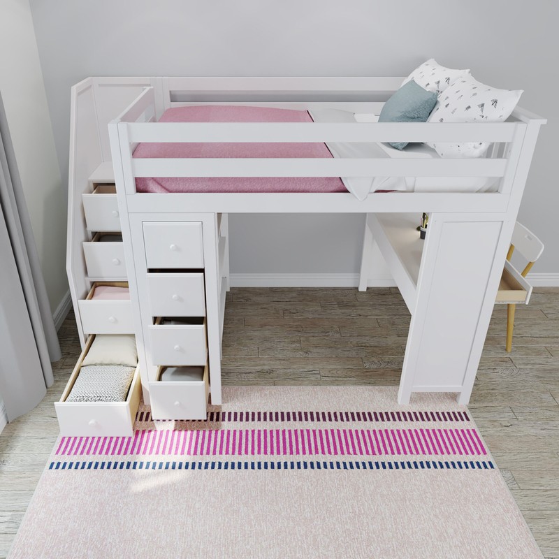 Monserrat Full Solid Wood Loft Bed with Bookcase by Three Posts™ Baby & Kids