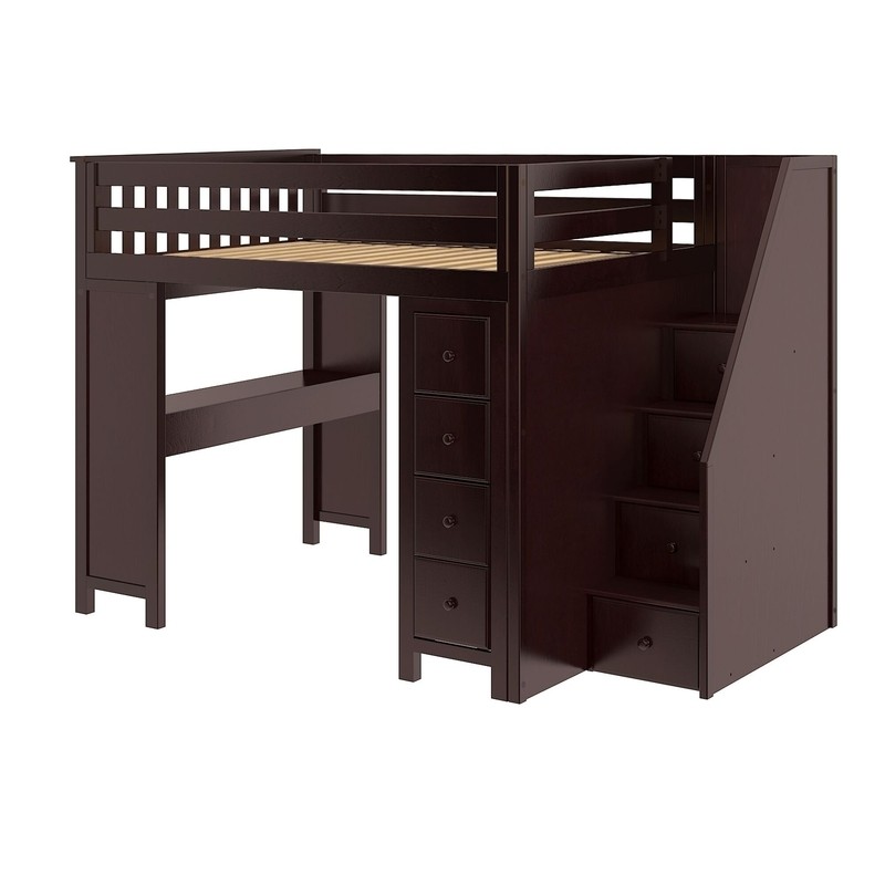 Monserrat Full Solid Wood Loft Bed with Bookcase by Three Posts™ Baby & Kids