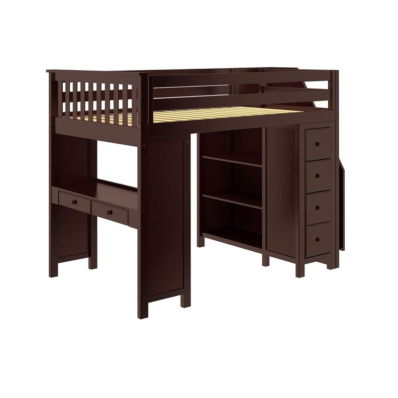 Monserrat Full Solid Wood Loft Bed with Bookcase by Three Posts™ Baby & Kids
