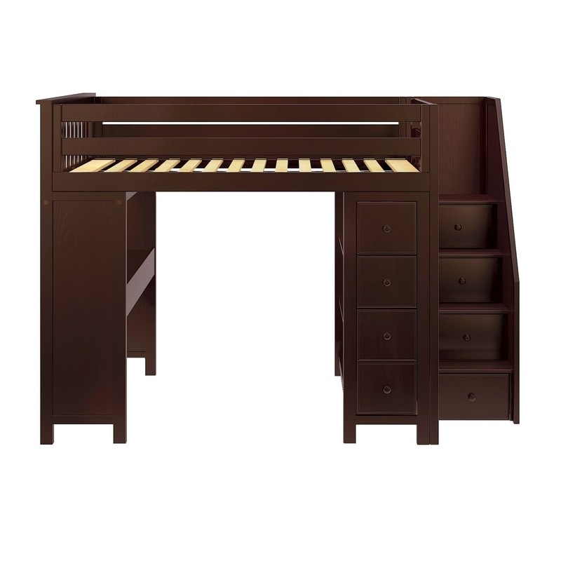 Monserrat Full Solid Wood Loft Bed with Bookcase by Three Posts™ Baby & Kids