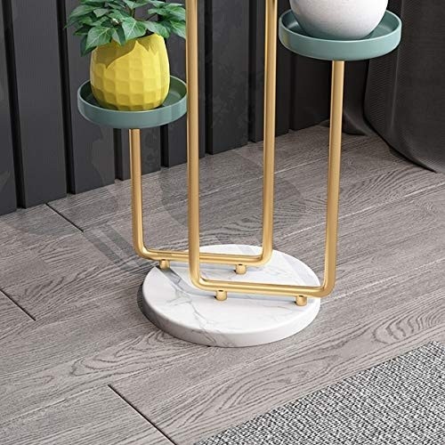 Multi-Tier Flower Potted Stand, Marble Base, Iron Flower Pot, European Indoor Corner Flower Shelf, Garden Plant Shelf Storage Rack, for Home Garden Yard Decor