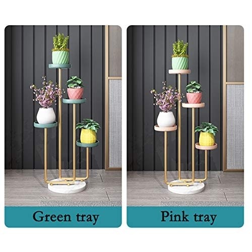 Multi-Tier Flower Potted Stand, Marble Base, Iron Flower Pot, European Indoor Corner Flower Shelf, Garden Plant Shelf Storage Rack, for Home Garden Yard Decor