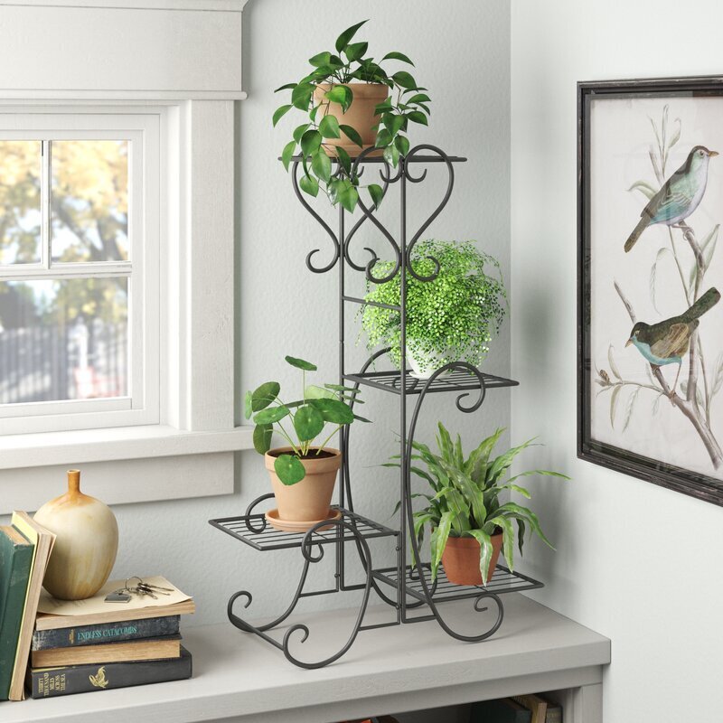 Multi tiered metal plant stand 