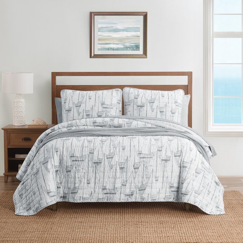 Muted Tone Cotton Reversible Nautical Bedding Twin