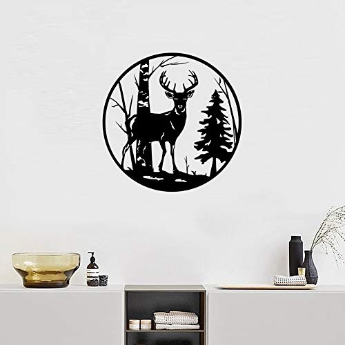 Nachic Wall Deer Metal Wall Art Forest Tree Sculpture Wall Art Decor for Indoor Outdoor Animal Metal Artwork Rustic Home Office Cabin Farmhouse Decorations