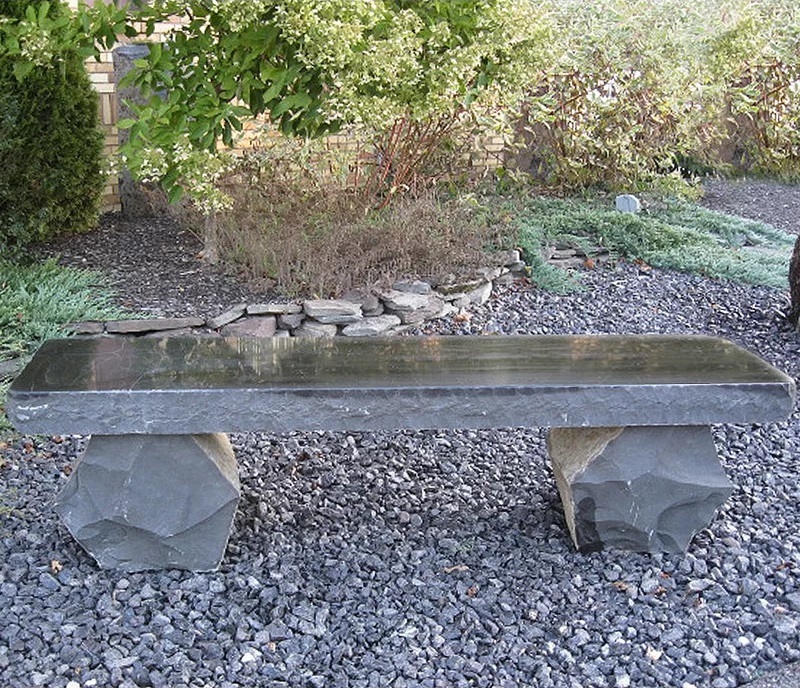Naturalistic Chipped Stone Bench in Black