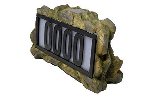 Natures Mark Solar Power Lighted House Numbers Address Sign - LED Illuminated Outdoor Resin Light Up House Number Sign Decor for Home Yard Street (Rock)