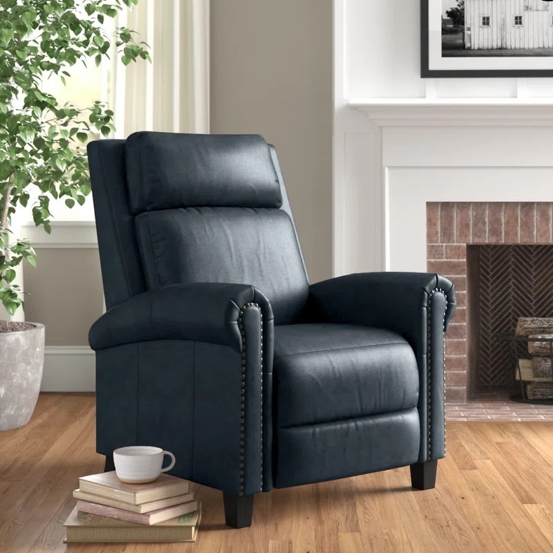 Navy Blue Broyhill Leather Recliner