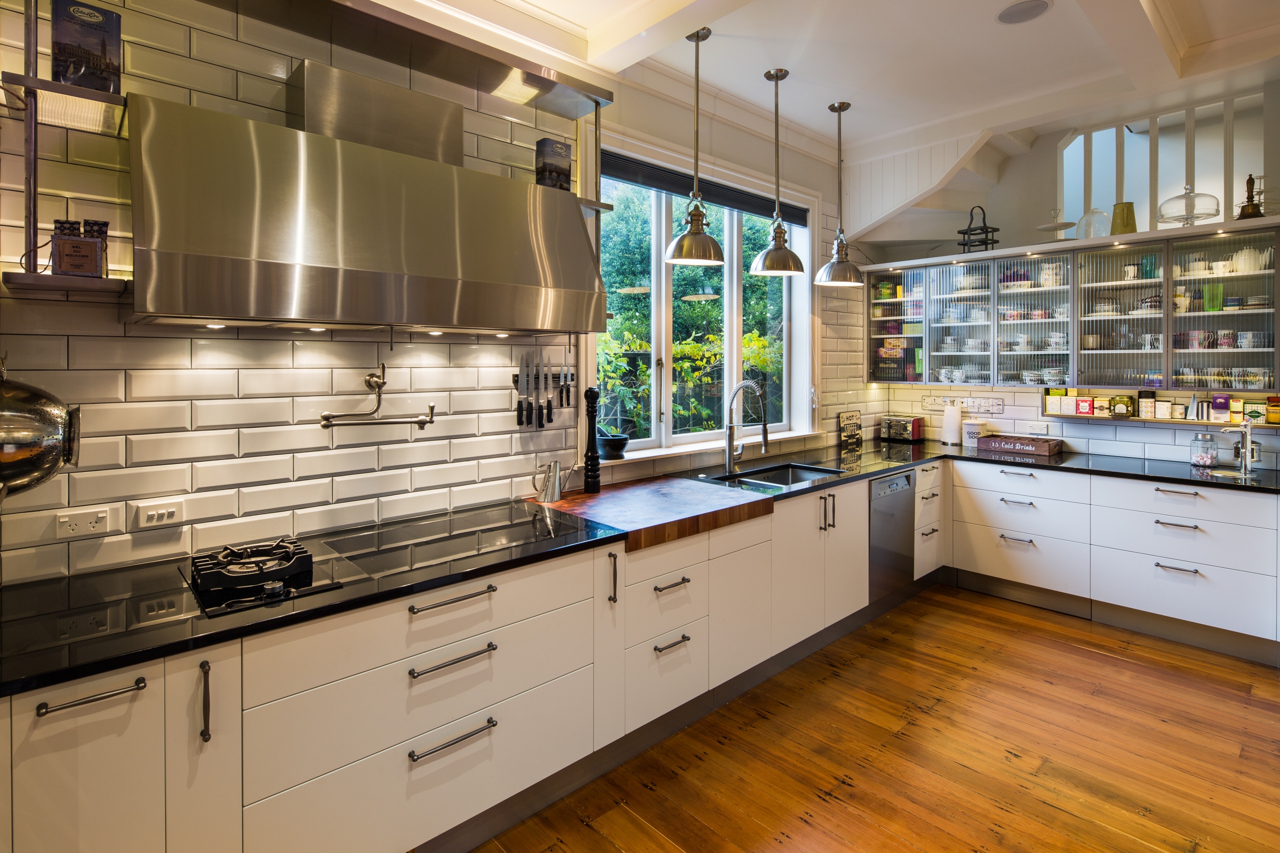 Neutral kitchen decor with metal accents