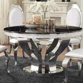 Novara White Marble Round Dining Table 120cm and 4 Calla Chairs Furniture  Set