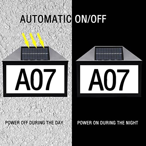 NUFR RGB House Numbers Solar Powered, Intelligent Remote Control, Seven Light Colors Can Be Adjusted, IP55 Waterproof, Solar House Numbers for Outside.