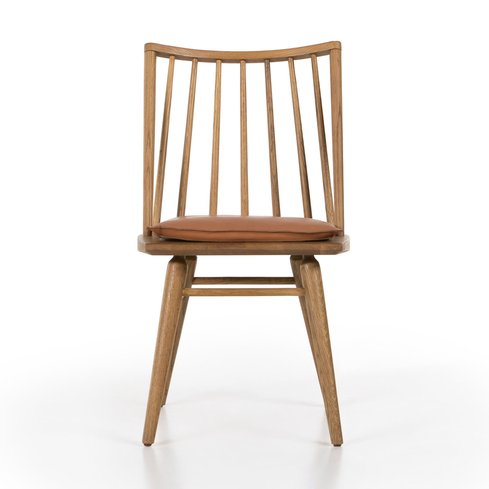Oak Windsor Dining Chair with Leather Seat Cushion