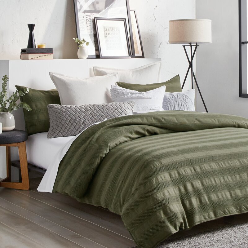 Olive Green Striped Comforter Sets