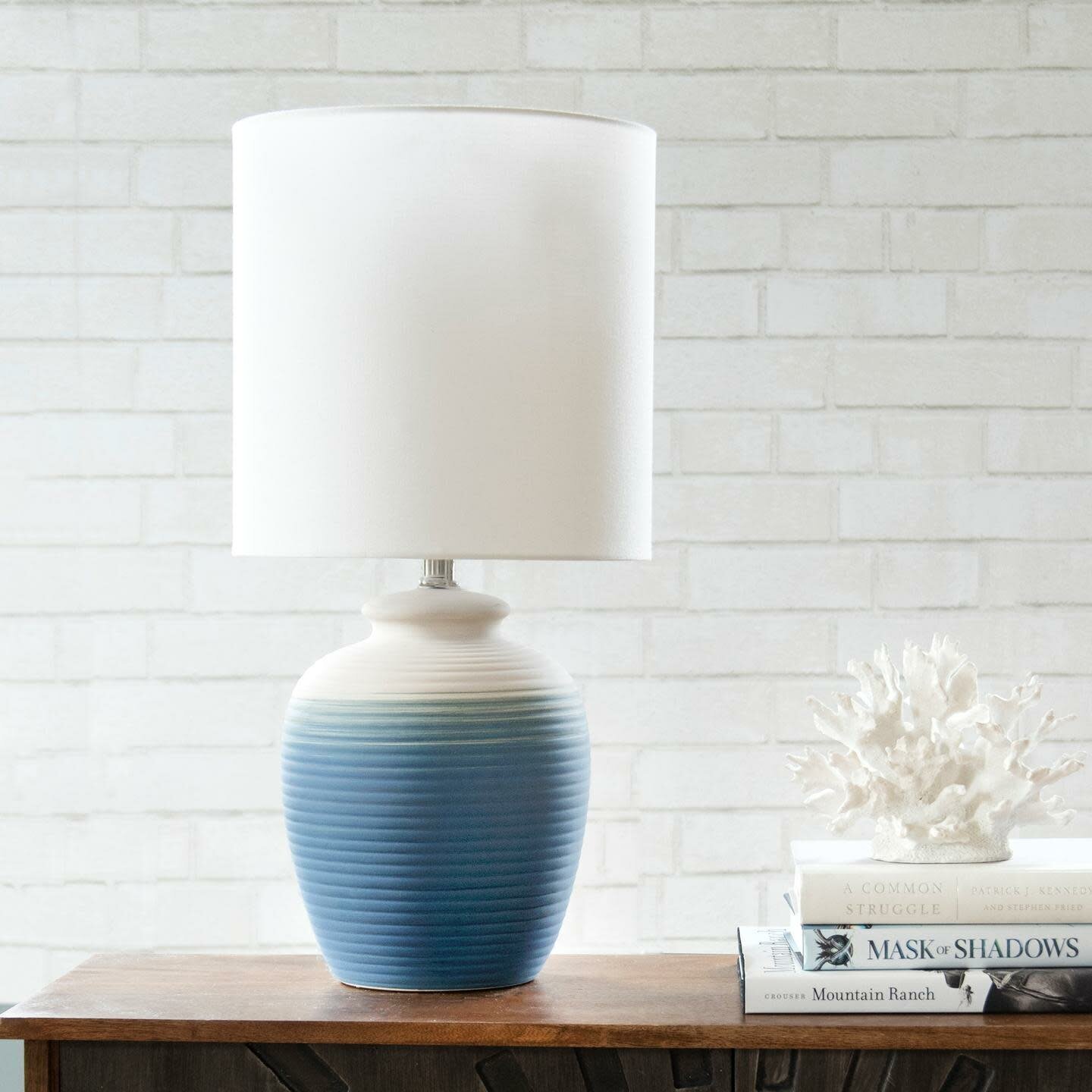 Ombre Shaded Blue Ceramic Lamp