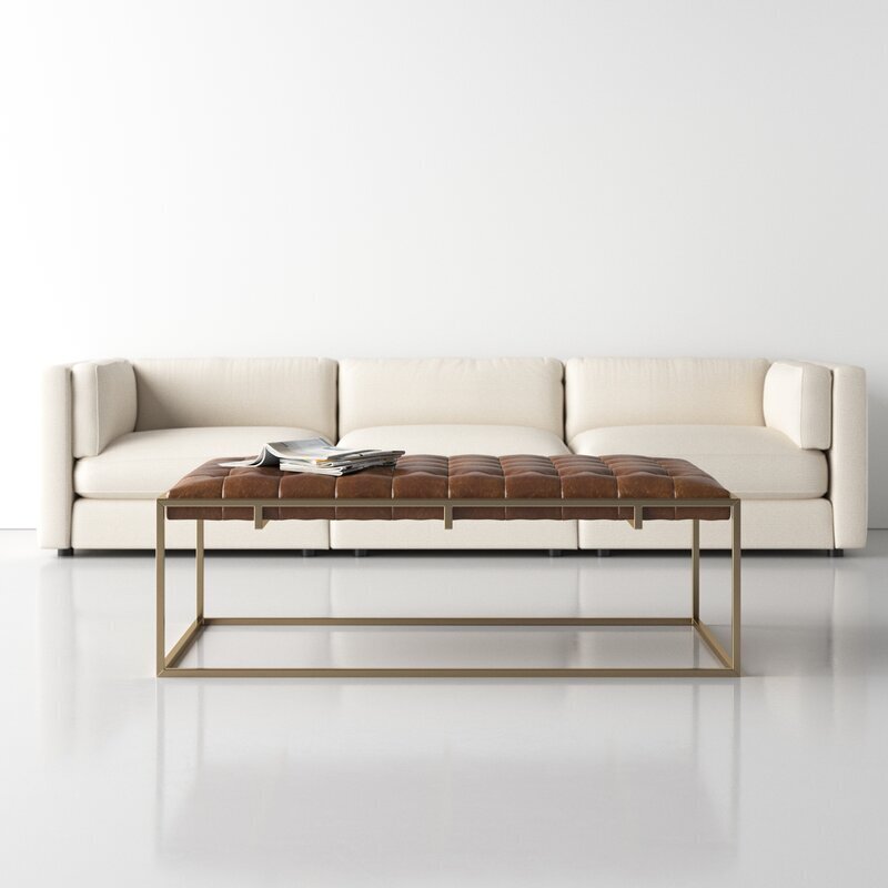 Open Frame Large Leather Ottoman Coffee Table
