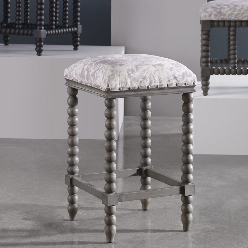 Ornate Cowhide Counter Stool