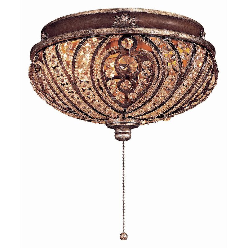 Ornate crystal ceiling fan light kit