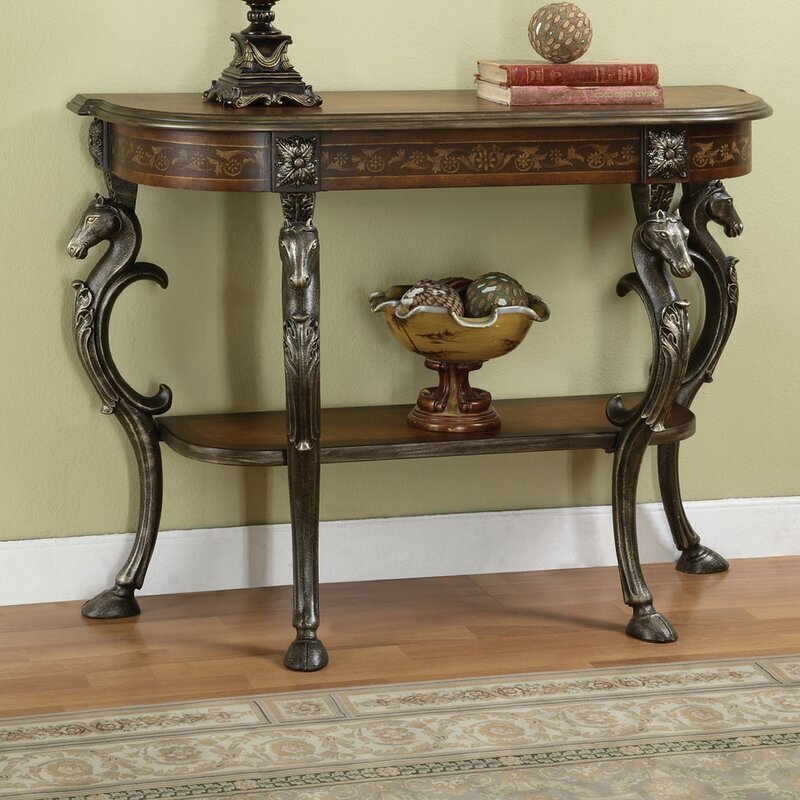 Ornate Painted Entry Table With Shelf