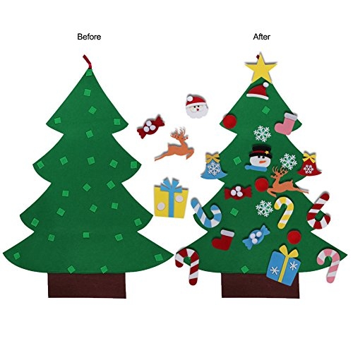 OurWarm DIY Felt Christmas Tree Set with Ornaments for Kids, Xmas Gifts, New Year Door Wall Hanging Decorations