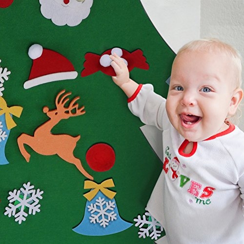 OurWarm DIY Felt Christmas Tree Set with Ornaments for Kids, Xmas Gifts, New Year Door Wall Hanging Decorations