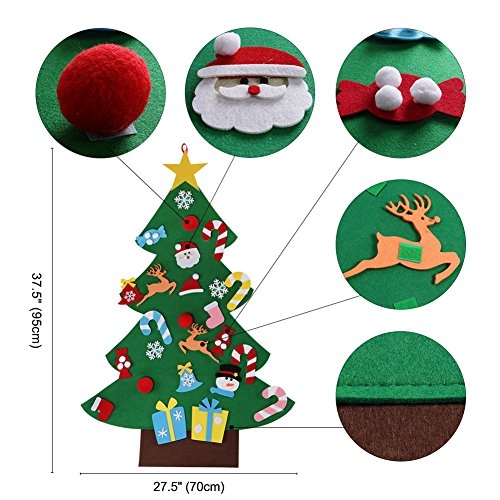 OurWarm DIY Felt Christmas Tree Set with Ornaments for Kids, Xmas Gifts, New Year Door Wall Hanging Decorations