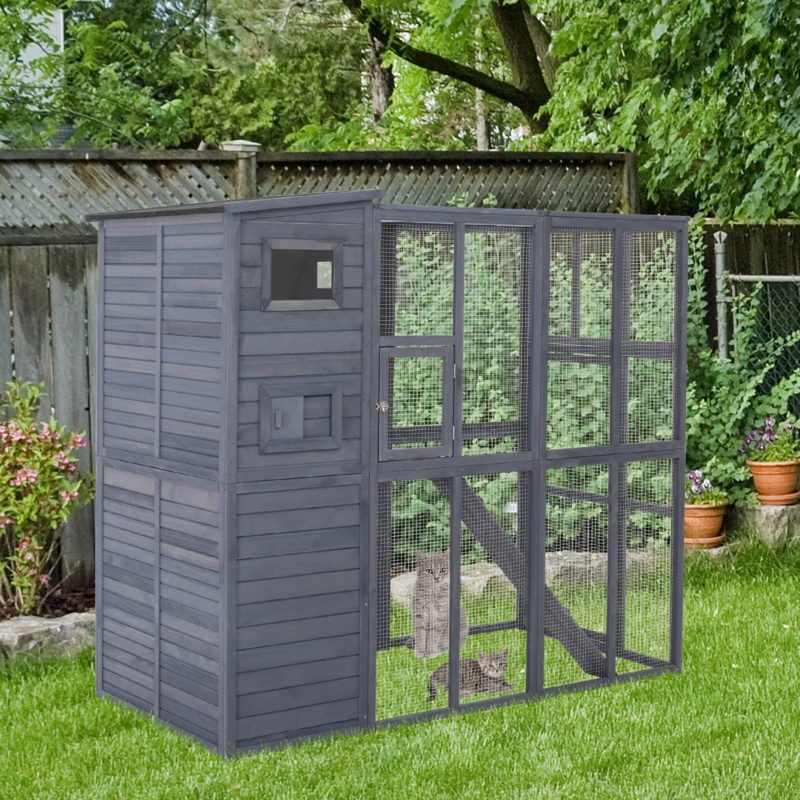 Outdoor Cat Enclosure with Multiple Platforms
