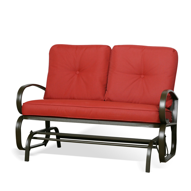 Outdoor Hurtt Gliding Metal Bench with Cushions