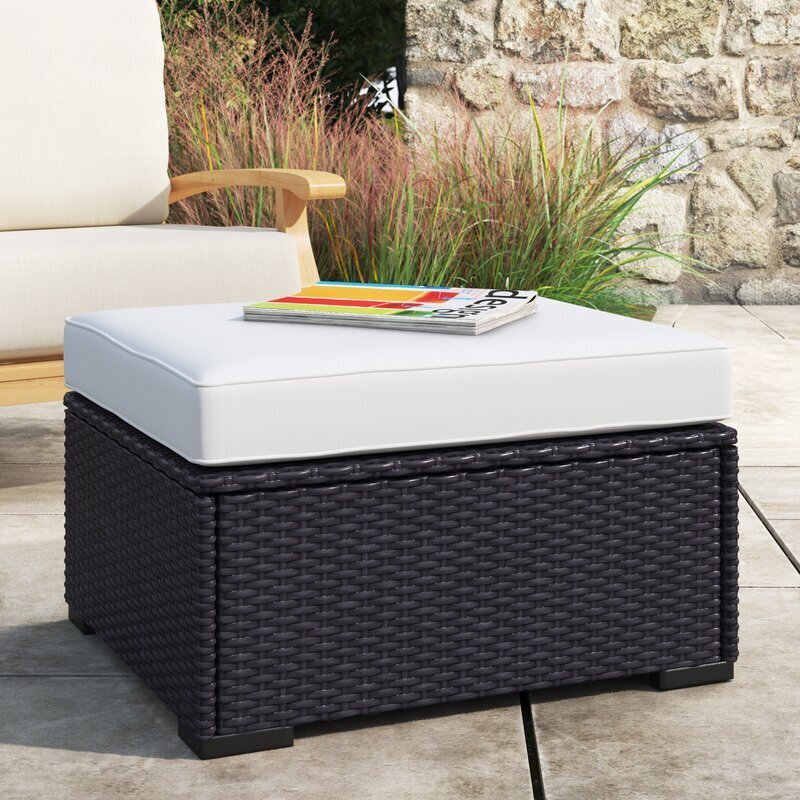 Outdoor ottoman with removable cushion