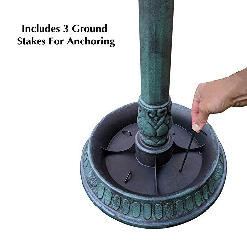 Outdoor Pedestal Bird Bath Stand with Steel Ground Anchors, Stylish & Elegant Faux Stone Designed Garden Ornament Made from Plastic, Lawn Patio Garden Sculpture Water Container