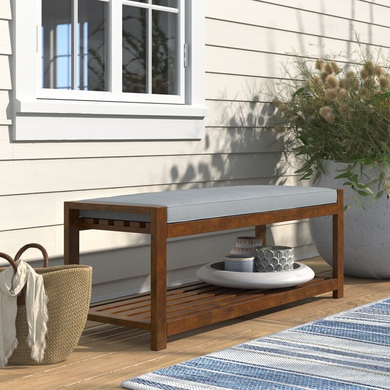 Outdoor Wood Bench Design With Cushion