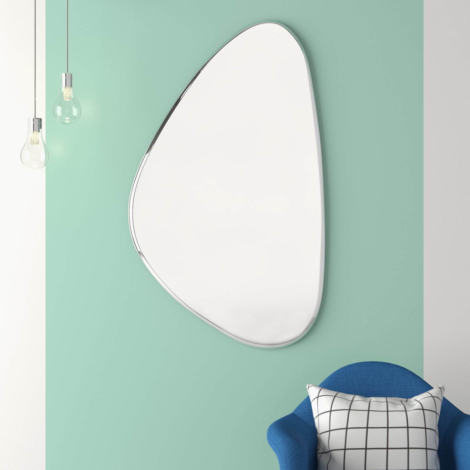 Oval mid century modern wall mirror
