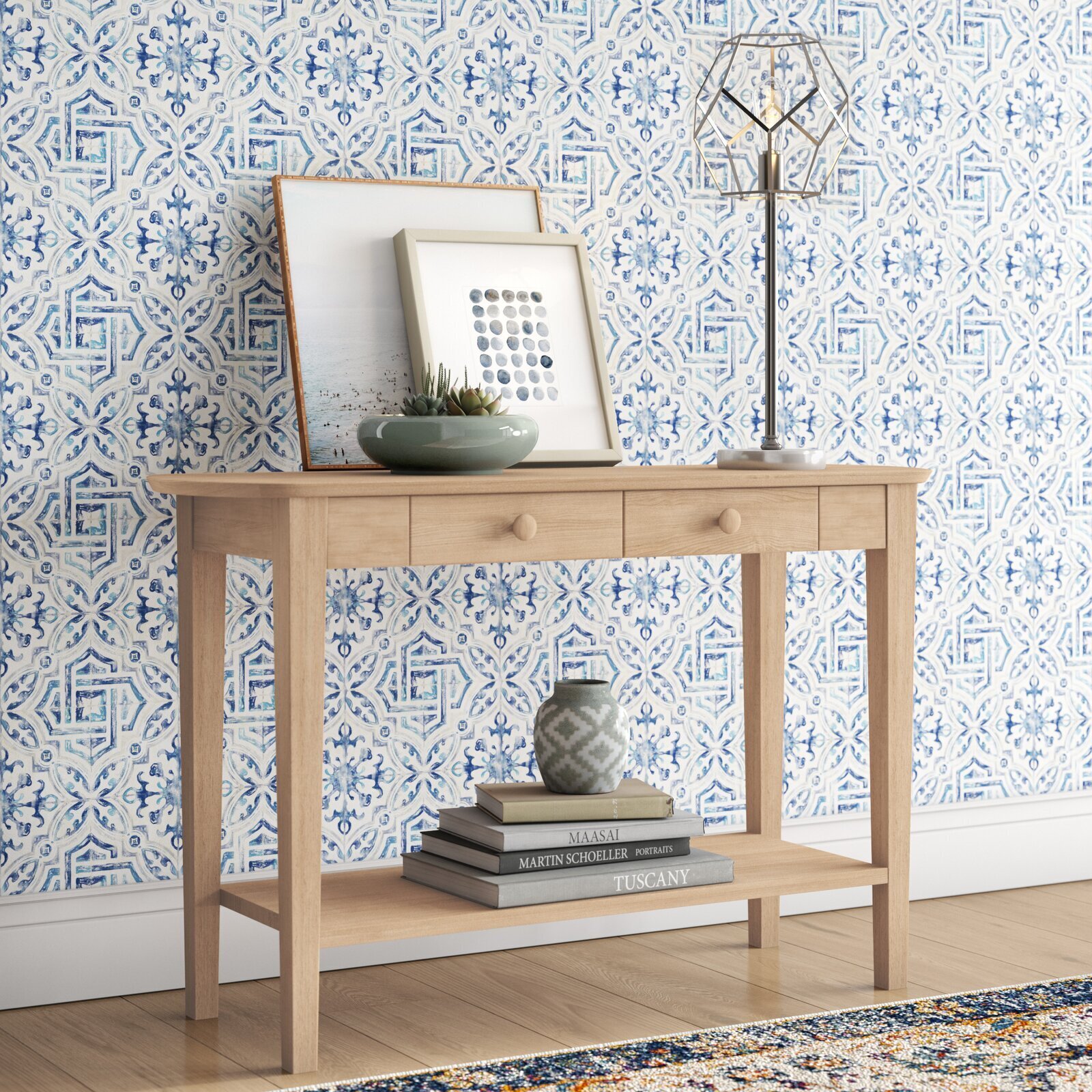 Oval Top Wood Console Table