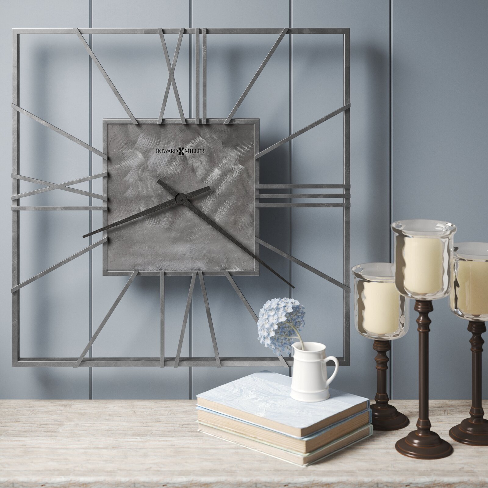 Oversized Square Stainless Steel Clock