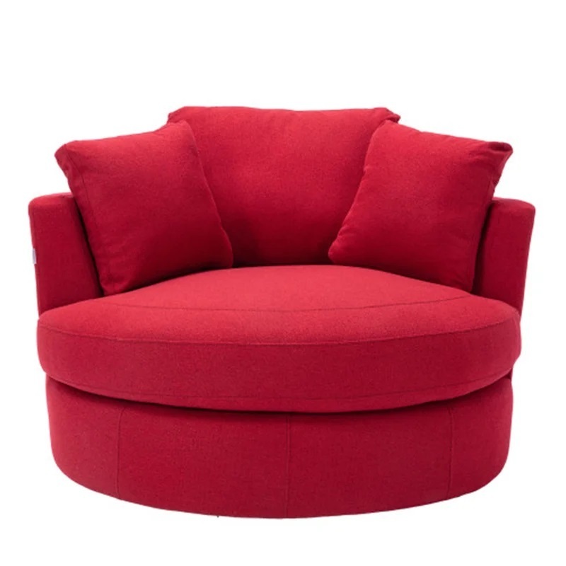 Oversized Wide Red Barrel Swivel Chair