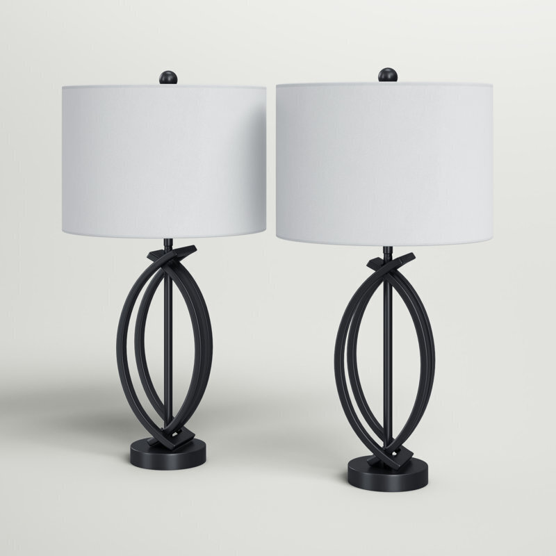 Pair of Twisted Black Wrought Iron Table Lamps